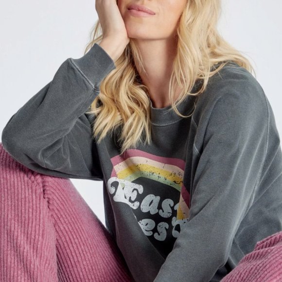 NWOT WILDFOX Easy Does It Sommers Gray Rainbow Crewneck Sweatshirt XS Small - Picture 2 of 11